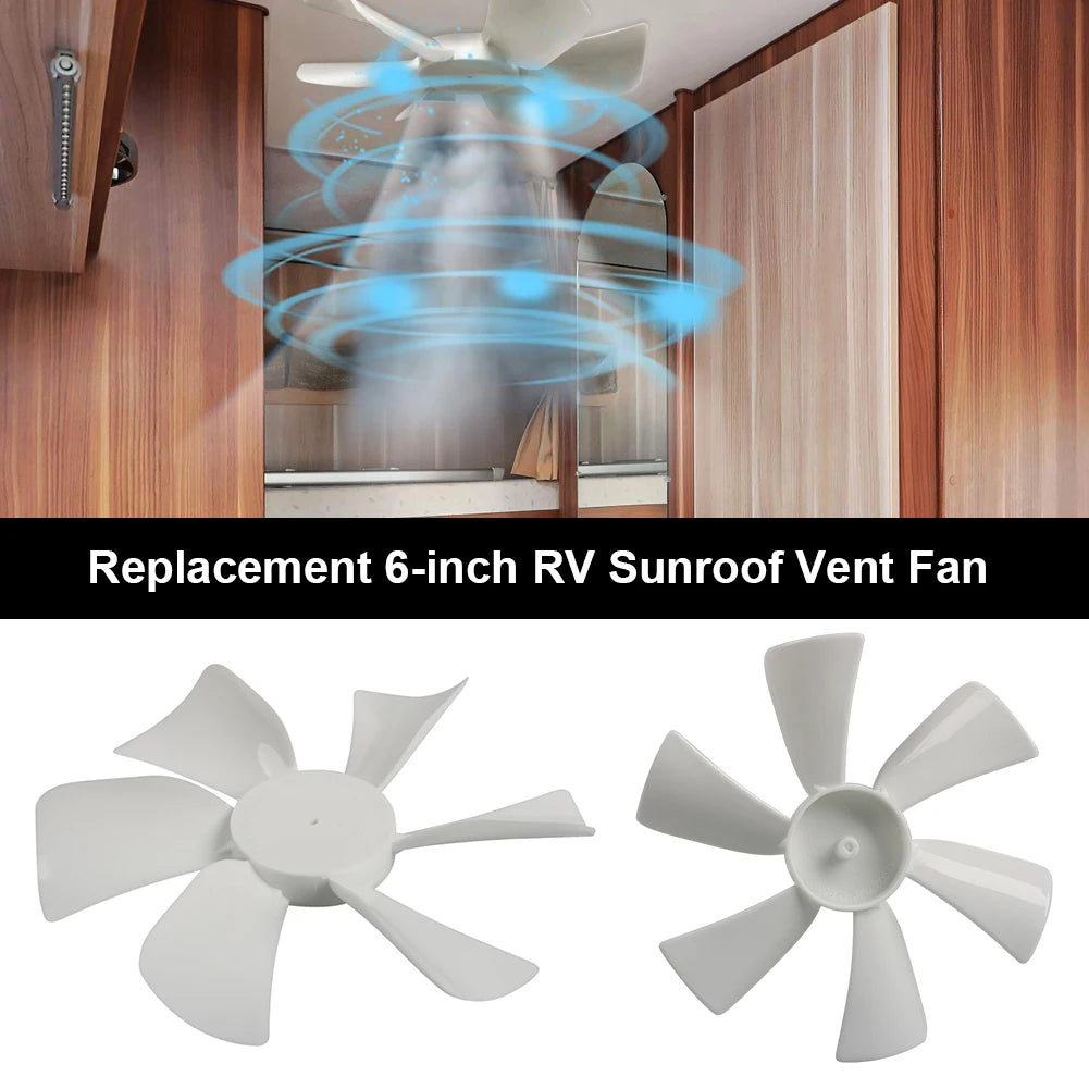 Replacement Vent Fan Blades 6 Blades RV Bathroom Vent Fan Motor Exhaust Fan for Elixir Ventline 12 Volt Motor Roof Vent