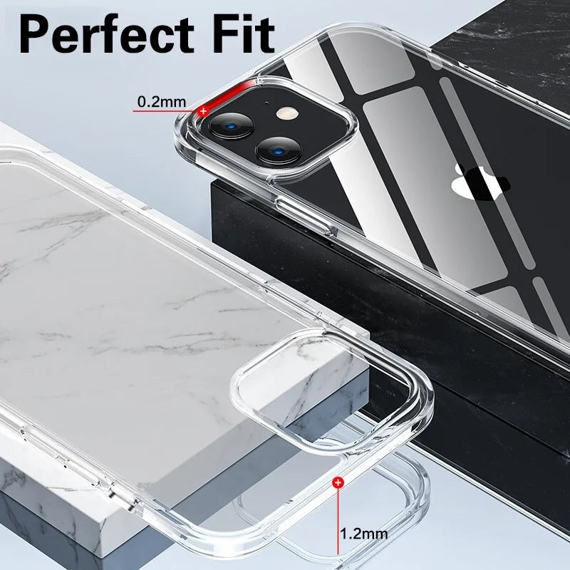 Luxury Ultra Thin Transparent Case for iPhone 18 17 16 15 11 12 13 14 Pro Max X 7 8 Plus Soft TPU Silicone Back Cover Clear Case