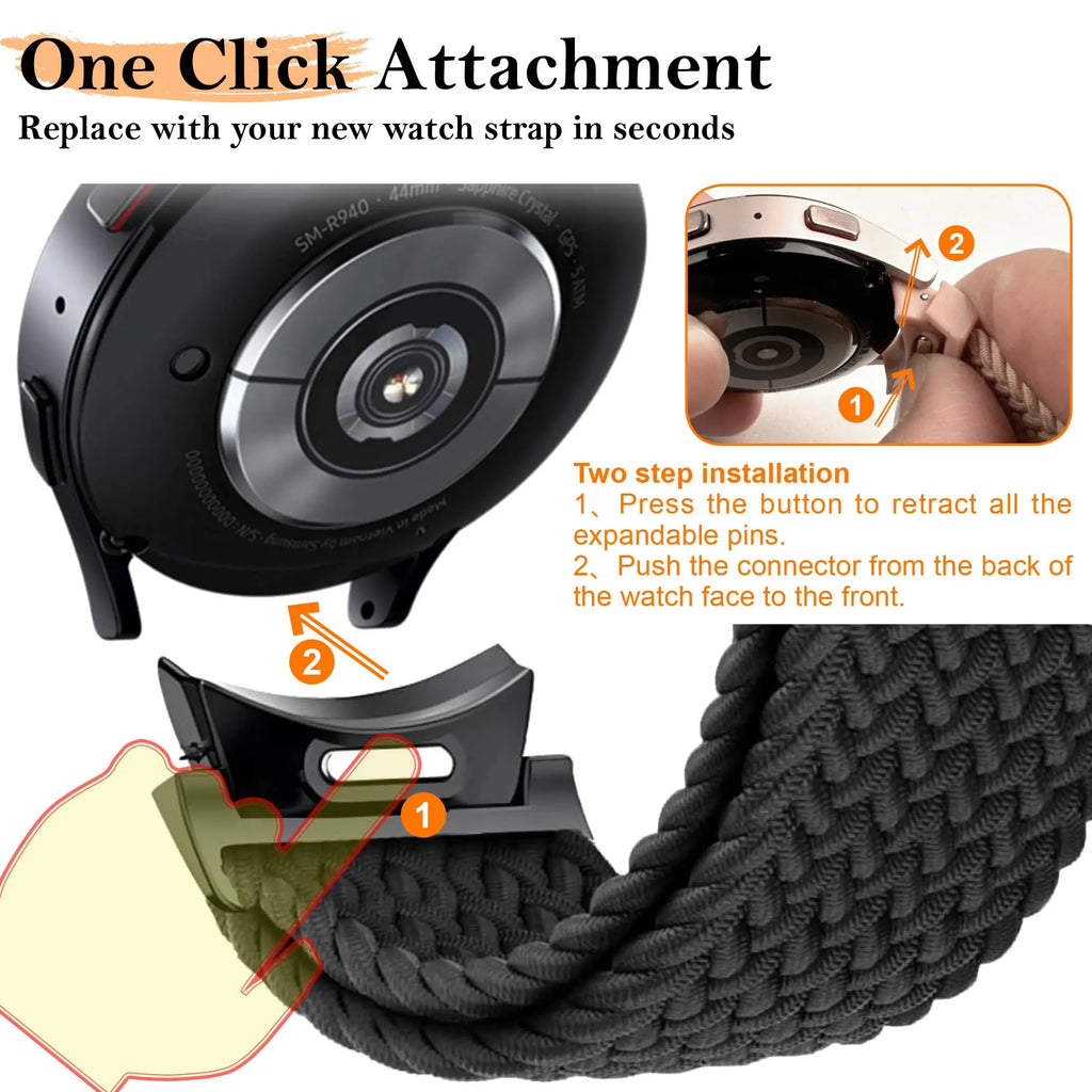 No Gaps Band For Samsung Galaxy Watch 6 4 classic/5 pro 47mm 43mm 44mm 40mm magnetic Braided bracelet Galaxy watch6 watch4 strap
