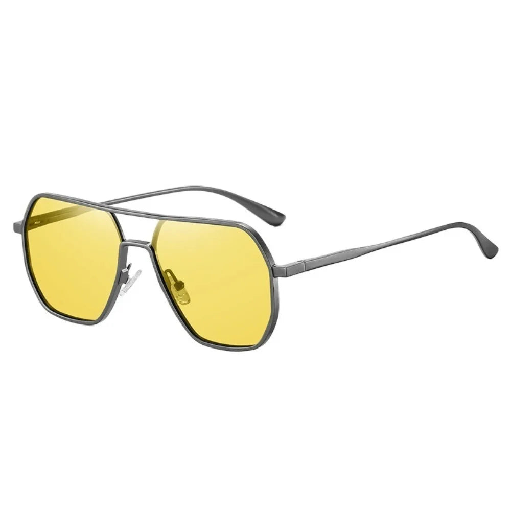 New Metal polarized Double Beam Photochromic Sunglasses For Men Drive Night Vision Glasses Fashion Shade For Men Women