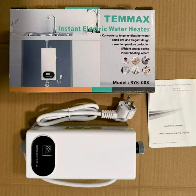 Tankless Water Heater Faucet Shower Instant Electric Tap Heating Hot Water for Kitchen and Bathroom