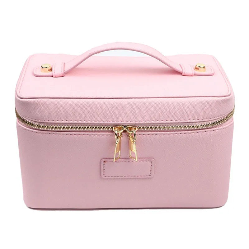 Custom Name Ladies Saffiano Split Leather Travel Toiletry Case Bag Portable Hanging Makeup Organizer Box Cosmetic Bag For Women