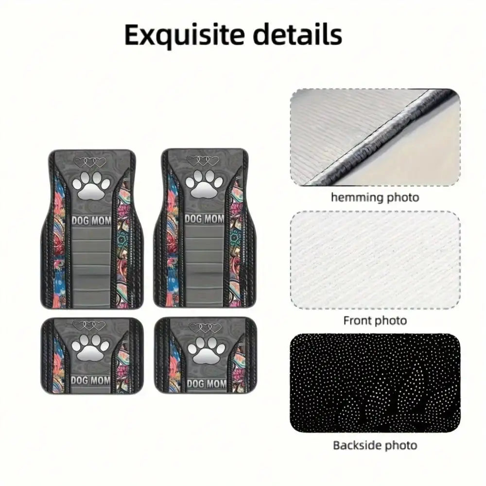 4pcs Deluxe Heart Paw Print Car Mats, Suitable for Most Car Front and Rear Seat Carpets, Car Interior Protector and Decoration
