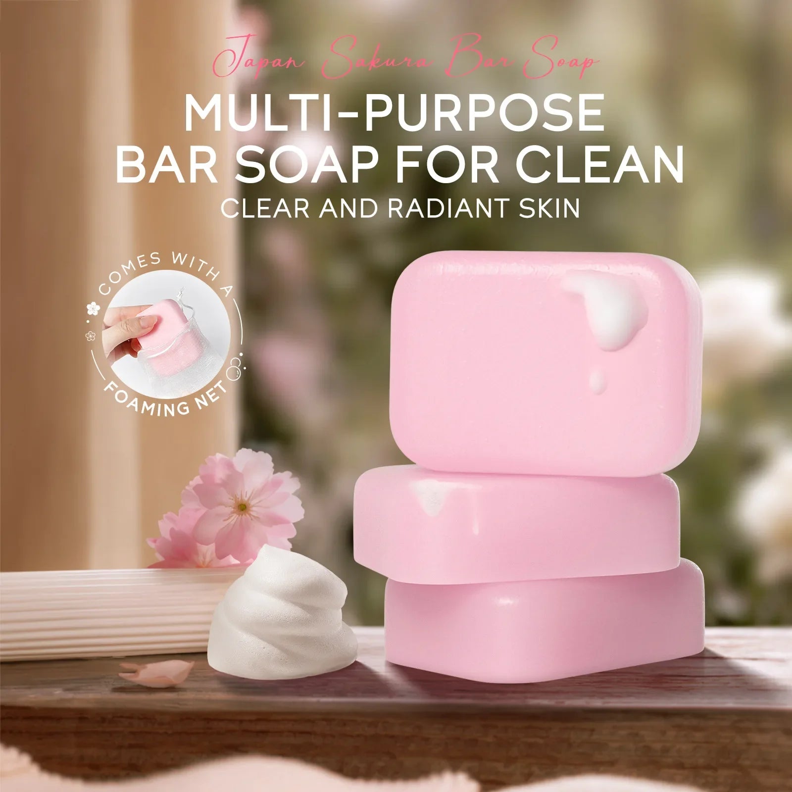 LAIKOU Sakura Facial  Body Whitening Soap Reduces Acne Dark Spot Deep Cleaning Cutin For Face Body Skin Care 90g ﻿