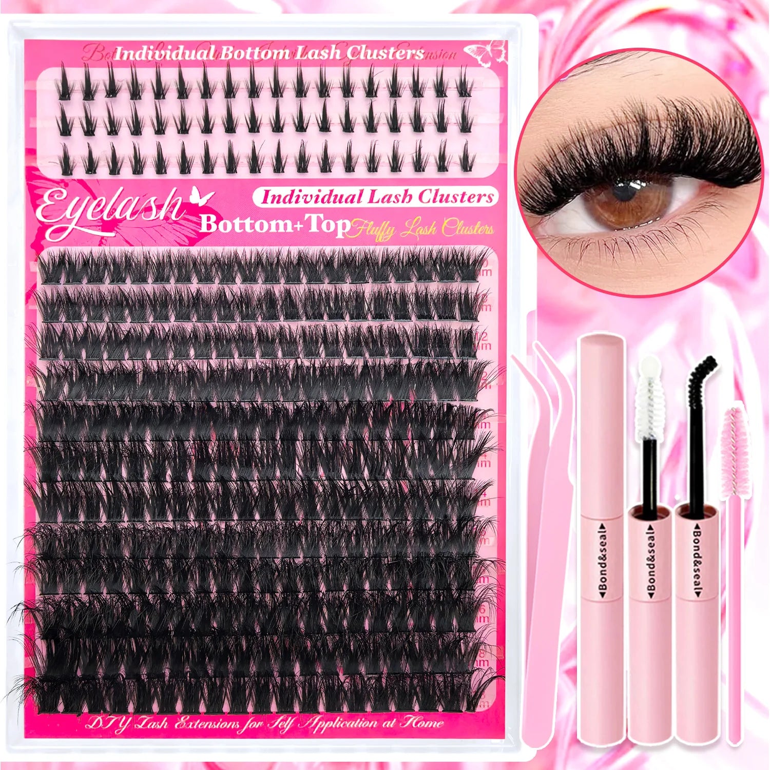 Show-Stopping Top & Bottom Lash Kit – 250/740 Cluster Shell Fluffy Volume, Mix-&-Match Lengths & Styles! Killer for Any Look