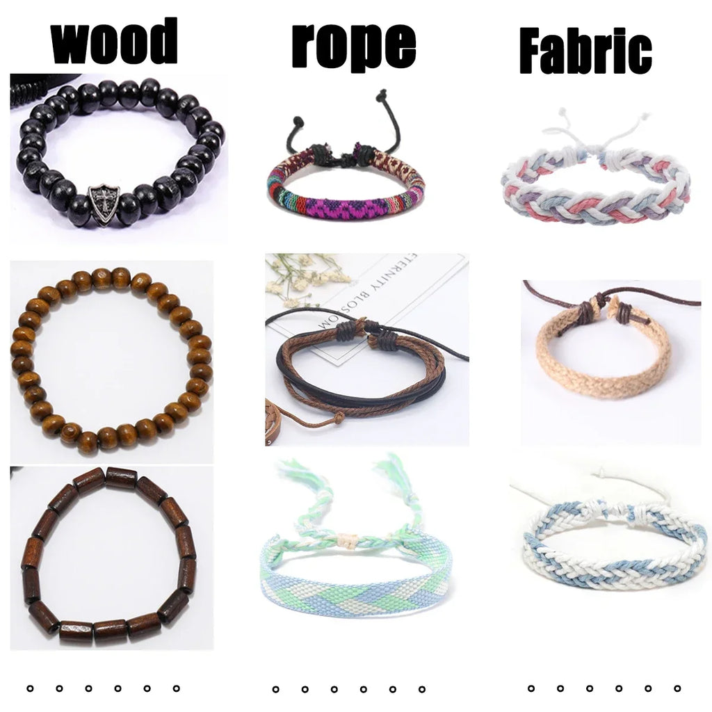 5PCS Random Style Men's Women's Webbing, Rope,Leather Bracelet Classical Festive Women Gift(Including But Not Limited to Pic)