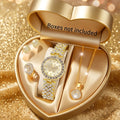 5Pcs/Set Butterfly Unisex Jewelry Watches Women's Wristwatch Accessories Gold Fashion Business Elegant Classic Exquisite Retro Light Luxury Rhinestone Luxury Bracelet Watch Set Y2K Suitable for Daily Outfits and Our Holiday G