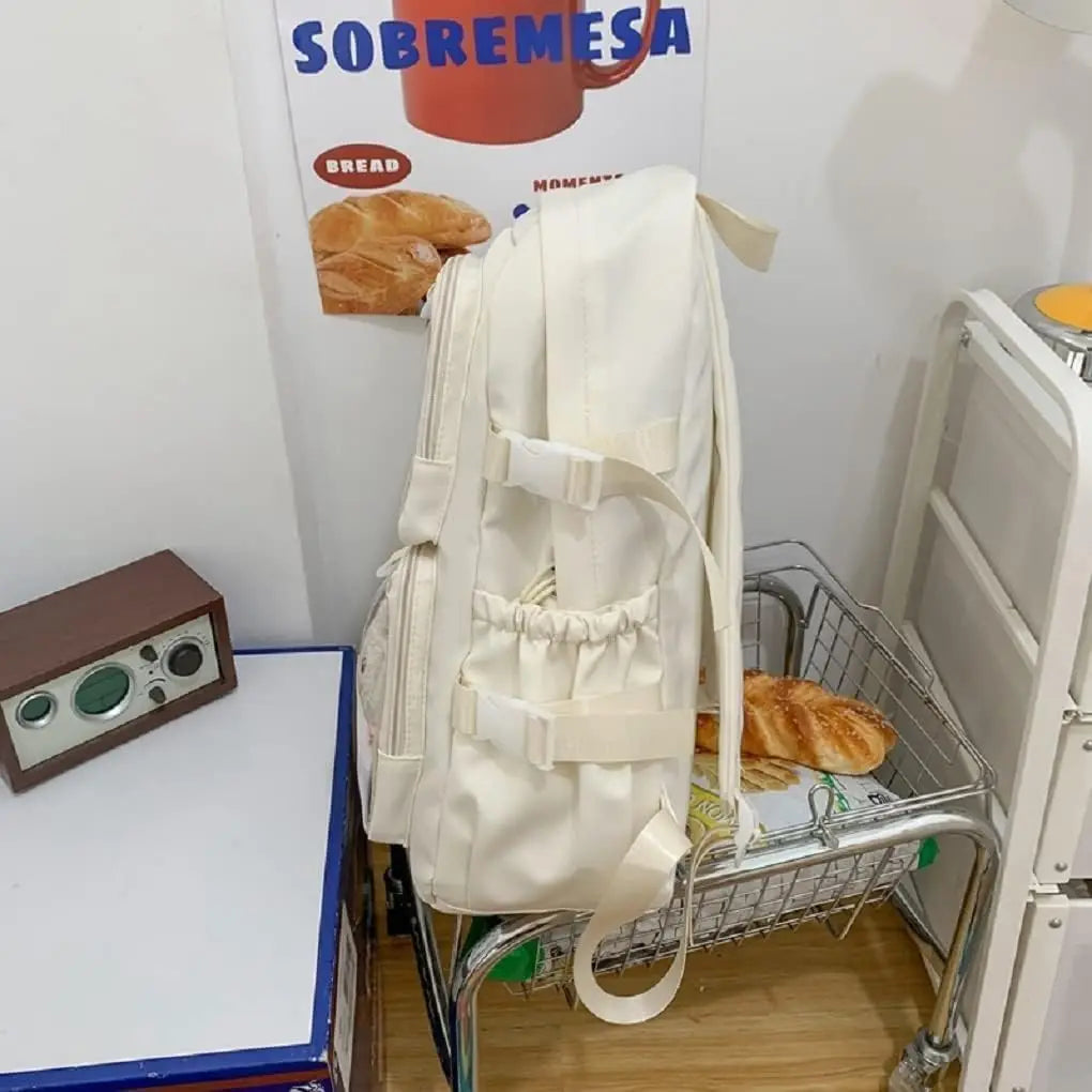 Clear Windows Fashion Women Backpacks for Women Teens DIY Badge JK Pin Display Backpack Solid Multi Pockets Ita Bags