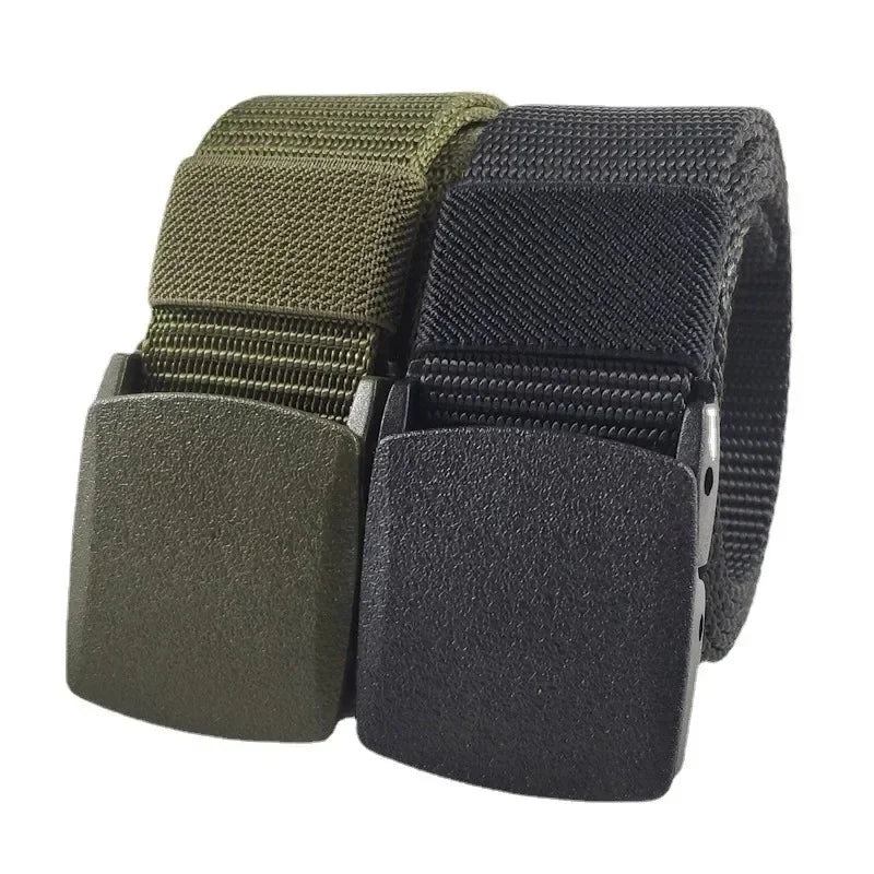 Automatic Buckle Nylon Women's Belts Canvas Outdoor Travel Premium Pants Sports Non-metallic Belts for Men White Black Blue Red