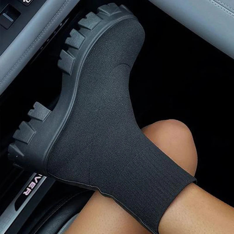 Women Boots Platform Boots For Autumn Summer Shoes Woman Slip On Platform Shoes Women Ankle Boots White Heels Short Botas Mujer