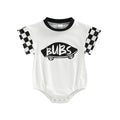 2022-05-07 Lioraitiin 0-18M Infant Baby Girl Boy Romper Plaid Short Sleeve Round Neck Cartoon Pattern Letter Print Jumpsuit