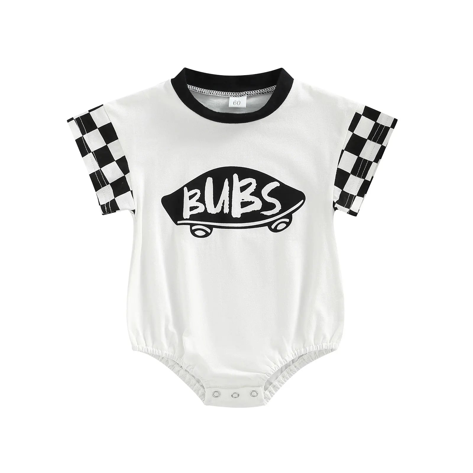 2022-05-07 Lioraitiin 0-18M Infant Baby Girl Boy Romper Plaid Short Sleeve Round Neck Cartoon Pattern Letter Print Jumpsuit