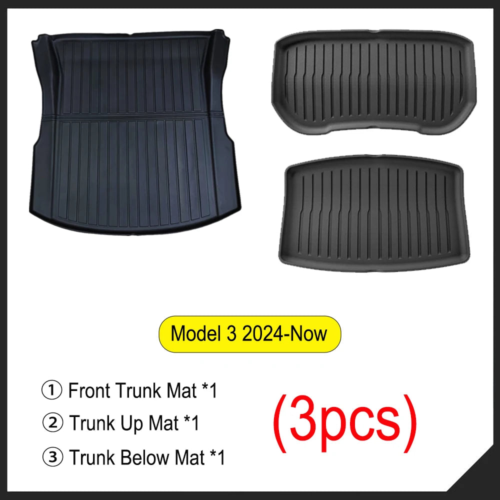 For Tesla Model 3 2026 2025 2024 Front Rear Trunk Mat Back Seat Backrest Protective Pads Cargo Liner Anti Dirty Mat Accessories