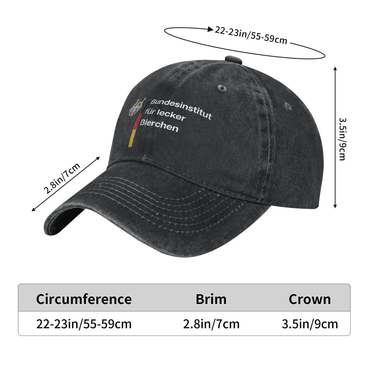 Vintage German-Federal Institute for Delicious Beers Baseball Cap Unisex Distressed Cotton Sun Cap Outdoor Workouts Gift Hat