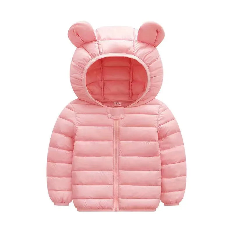 Children Boys Baby Hooded Lightweight Down Jackets Warm Outerwear Autumn Kids Girls Coats Cartoon Dinosaur Print Casual Clothing