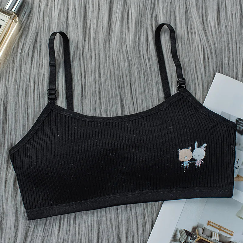 1PC 8-16Y Kids Training Bras Young Girls Underwear Teenage Training Bras Cotton Child Cute Brassiere Tube Tops Girl's Sport Bras