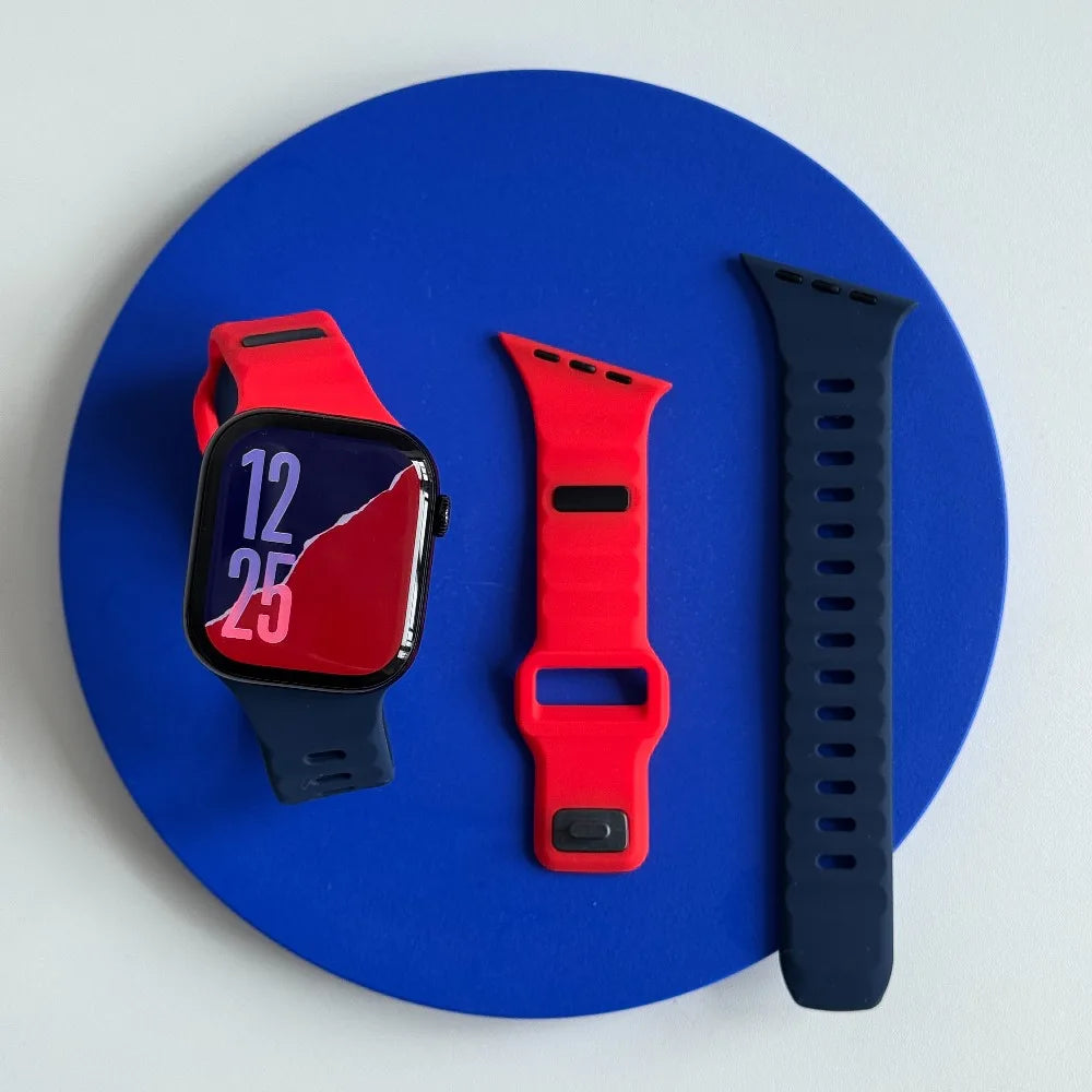 Silicone Sport Strap For Apple Watch Band Ultra 49mm 40mm 41mm 44mm 45mm 46mm correa bracelet iwatch Series 12 11 10 9 8 7 6  se