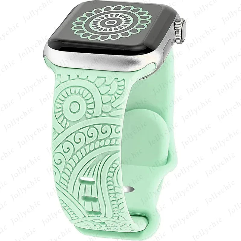 Engraved Band for Apple Watch 44MM 49mm 40mm 41 45mm 38/42mm Leopard Silicone Sport Strap for IWatch Series Ultra 8 7 6 SE 5 4 3