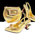 QSGFC Italian Design Rhinestone-encrusted Ladies Party Shoes And Special Bag Women High Heels Wedding Dual Purpose Bag