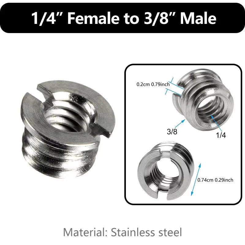 Aluminum Alloy Extension Rod 1/4"-20 & 3/8"-16 Male Female Threads Multi-Size Support Pole for Camera Lighting Equipment Mount
