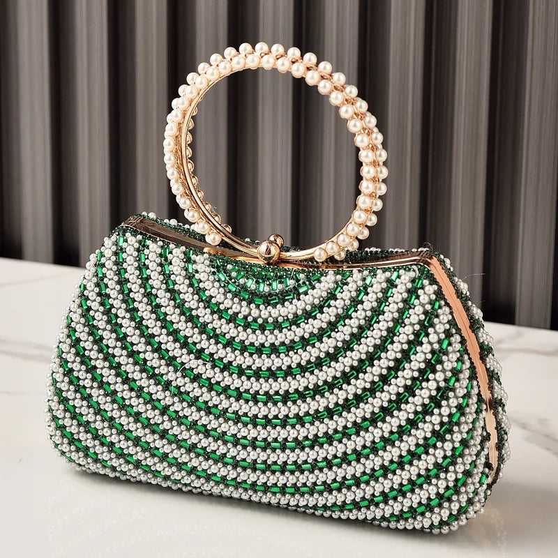 Pearl Luxury Party Bag Woman Wallets and Handbags Designer Bling Metal Clutch Purse Hand Silver Shoulder Bags for Ladies 2026