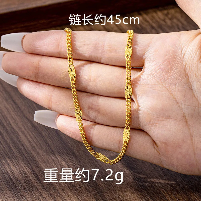 Luxury 24K 9999 Pure Gold real gold Women's Necklace