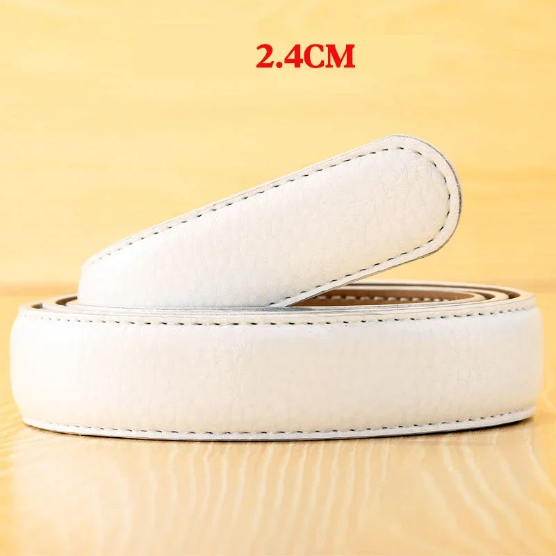 Belt Body No Buckle for Automatic Buckle 2.4 2.8 3.0 3.5cm Width Leather Belts Straps Without Buckle for Men Women 4 Size Wide