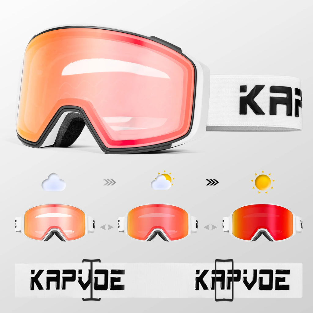 KAPVOE Ski Goggles Double Magnet adsorpt Layers UV400 Anti-fog Ski Glasses Snow Snowboard Glasses Snowmobile Eyewear