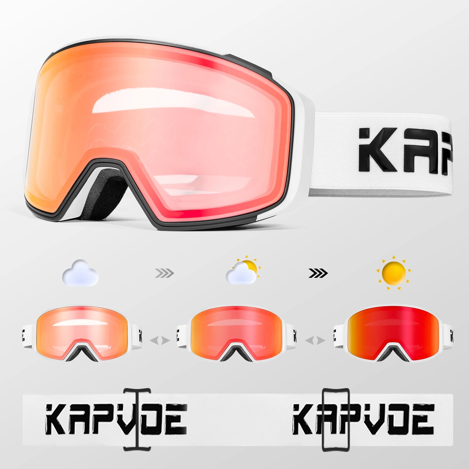KAPVOE Ski Goggles Double Magnet adsorpt Layers UV400 Anti-fog Ski Glasses Snow Snowboard Glasses Snowmobile Eyewear