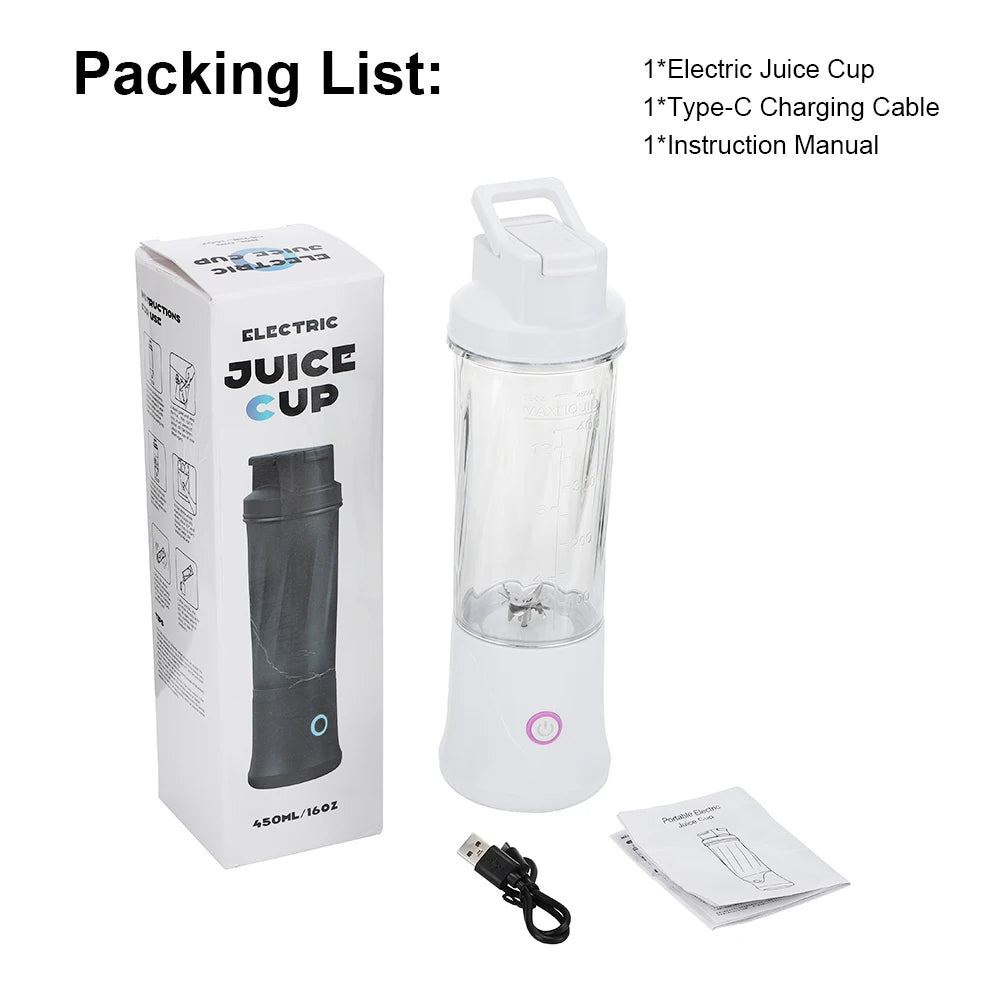 6 Blades Electric Juicer Cup 2 Cups For Travel Portable Juicer Mixer Usb Charge Fresh Fruit Juice Personal Blender Smoothie