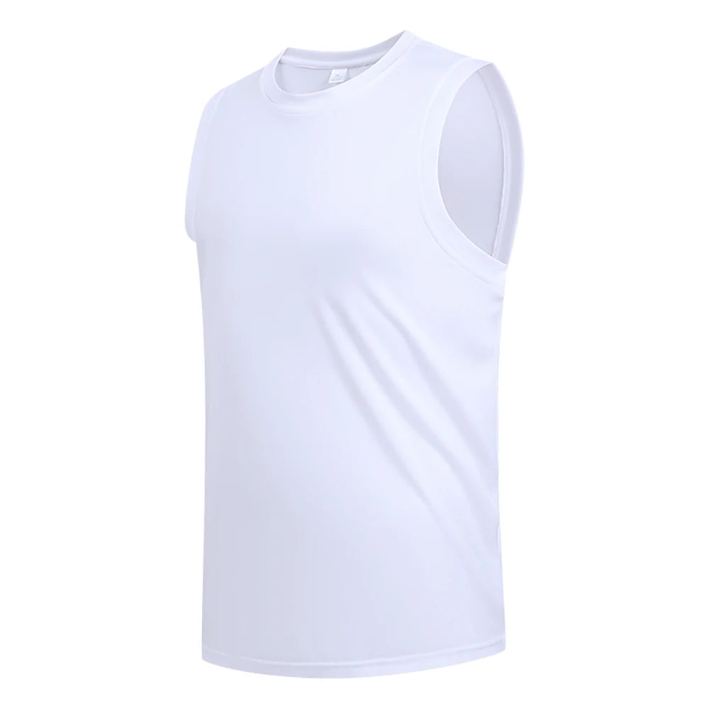 Men's New Large Size Breathable Ice Silk Quick Dry Sleeveless Vest Round Neck Casual Running Fitness M-8xl Summer Sports T-Shirt