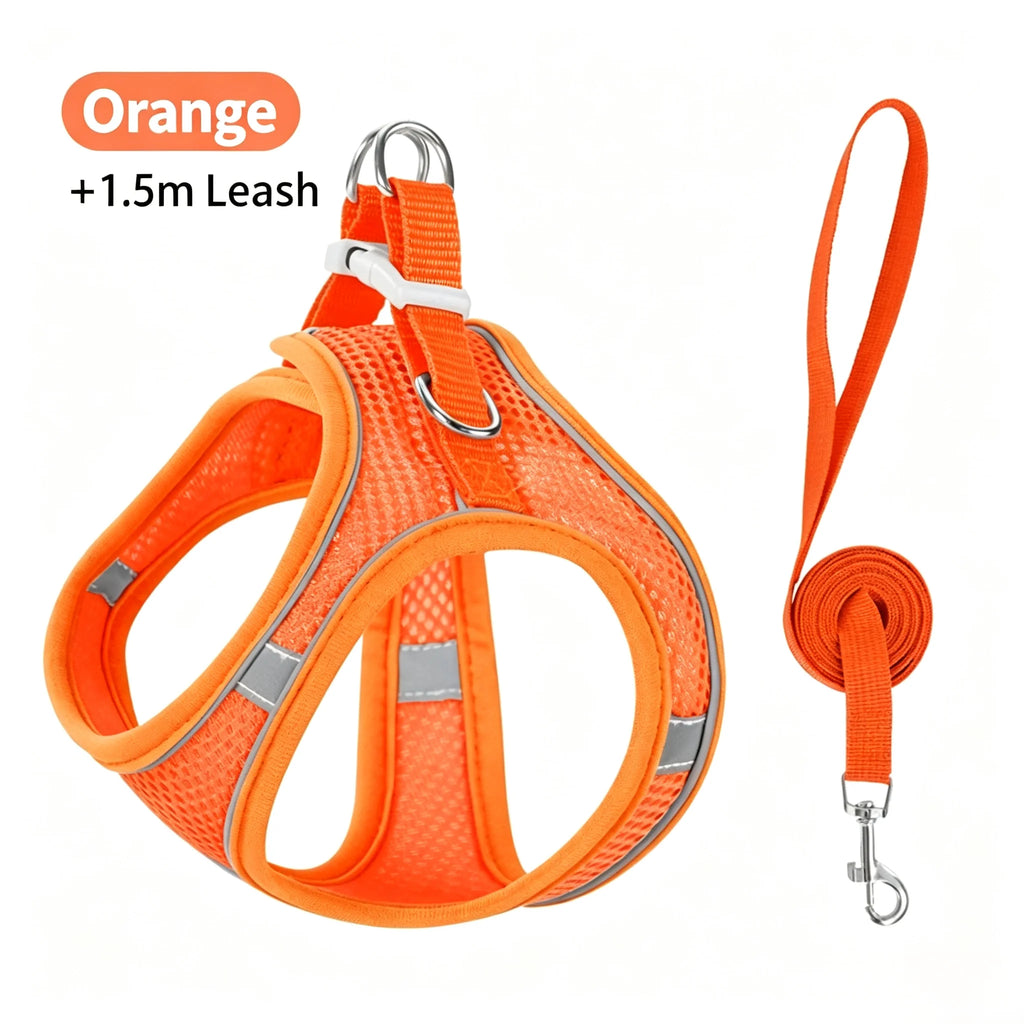 Dog Harness Leash Set for Small Dogs Adjustable Puppy Cat Harness Vest French Bulldog Chihuahua Pug Outdoor Walking Lead Leash