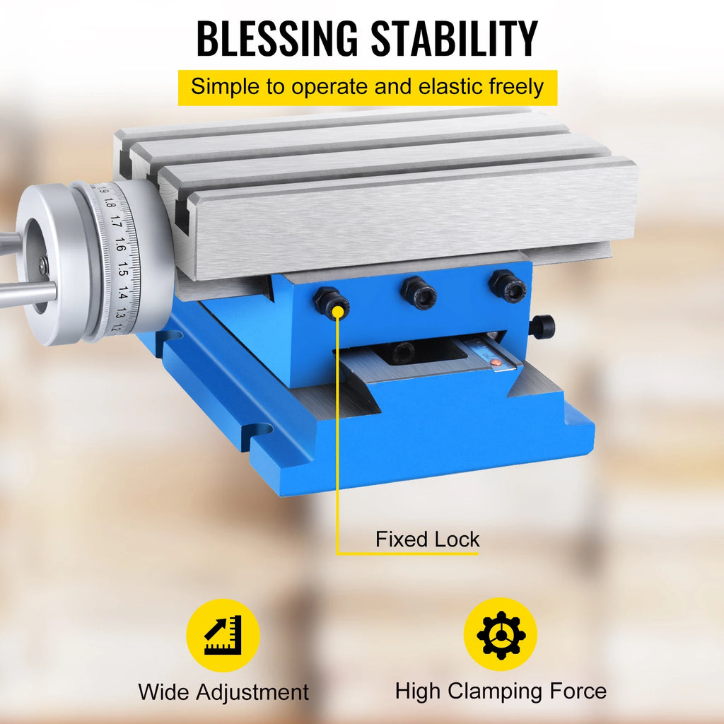 SucceBuy Milling Working Table 7.3 X 4 Inch Worktable Compound Slide Table for All Drill Stands Bench Drilling Milling Machine