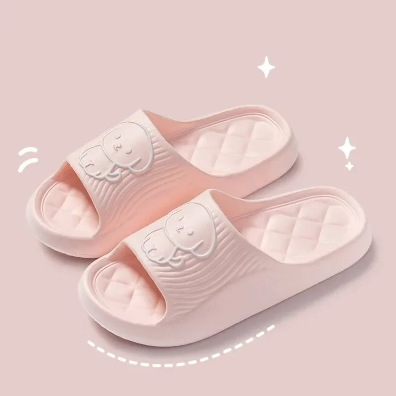 Cute Dog Couple Pillow Slippers Female Summer Wear 2024 New Bathroom Bath Non-slip Indoor Home Eva Thick Bottom Sandals
