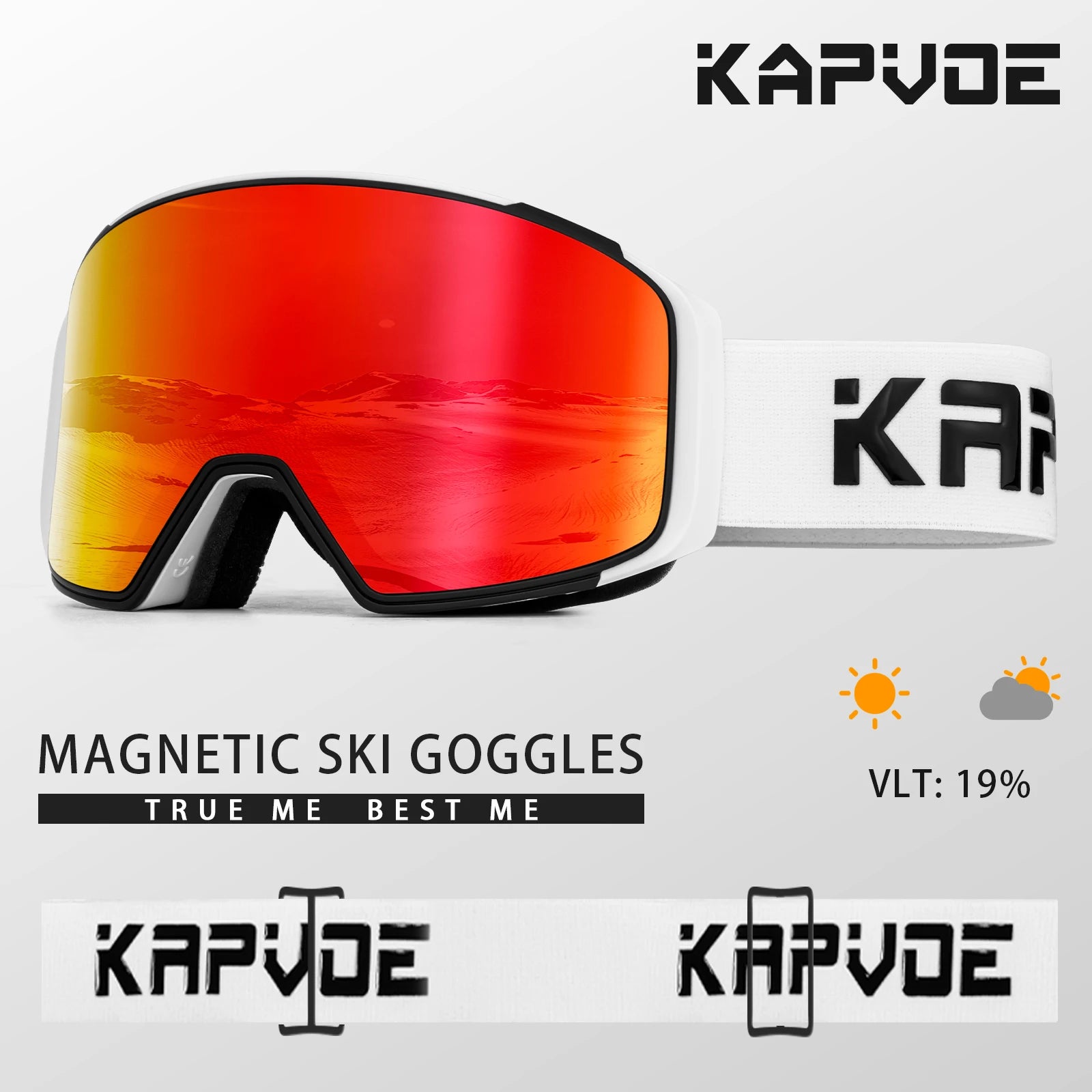 KAPVOE Ski Goggles Double Magnet adsorpt Layers UV400 Anti-fog Ski Glasses Snow Snowboard Glasses Snowmobile Eyewear