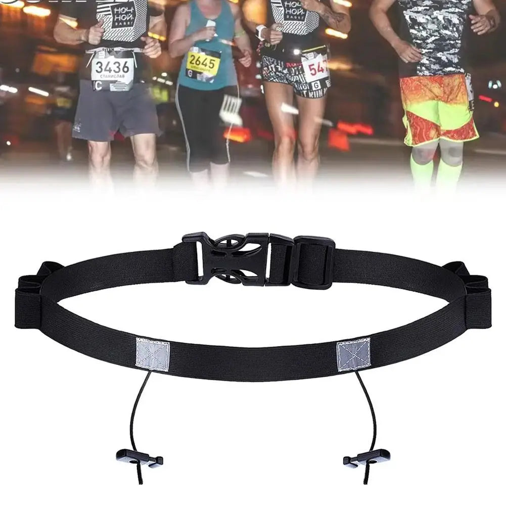 Ironman Triathlon Marathon Running Belt Adjustable Elastic Belt for Outdoor Sports Cycling Lightweight Number Plate Holder Belt