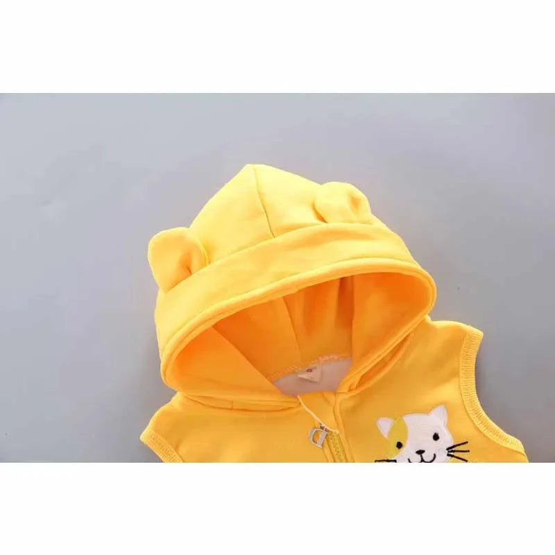 2024 Girls Padded Three Piece Children's Warm Cartoon Hooded Suit Autumn Winter Boys Fashion Casual Comfortable Sets 12M-5 Years