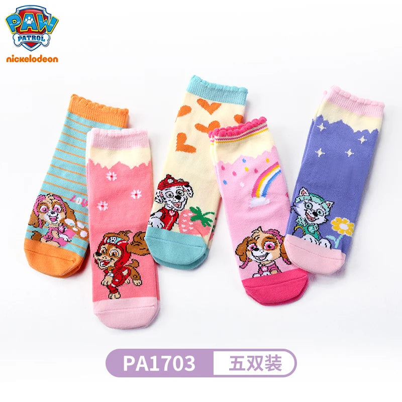 100% Genuine Paw Patrol 10PCS=5Pairs Children's Socks Boys Girls Spring & Autumn Styles Cotton Socks Age 3-8 Years High Quality