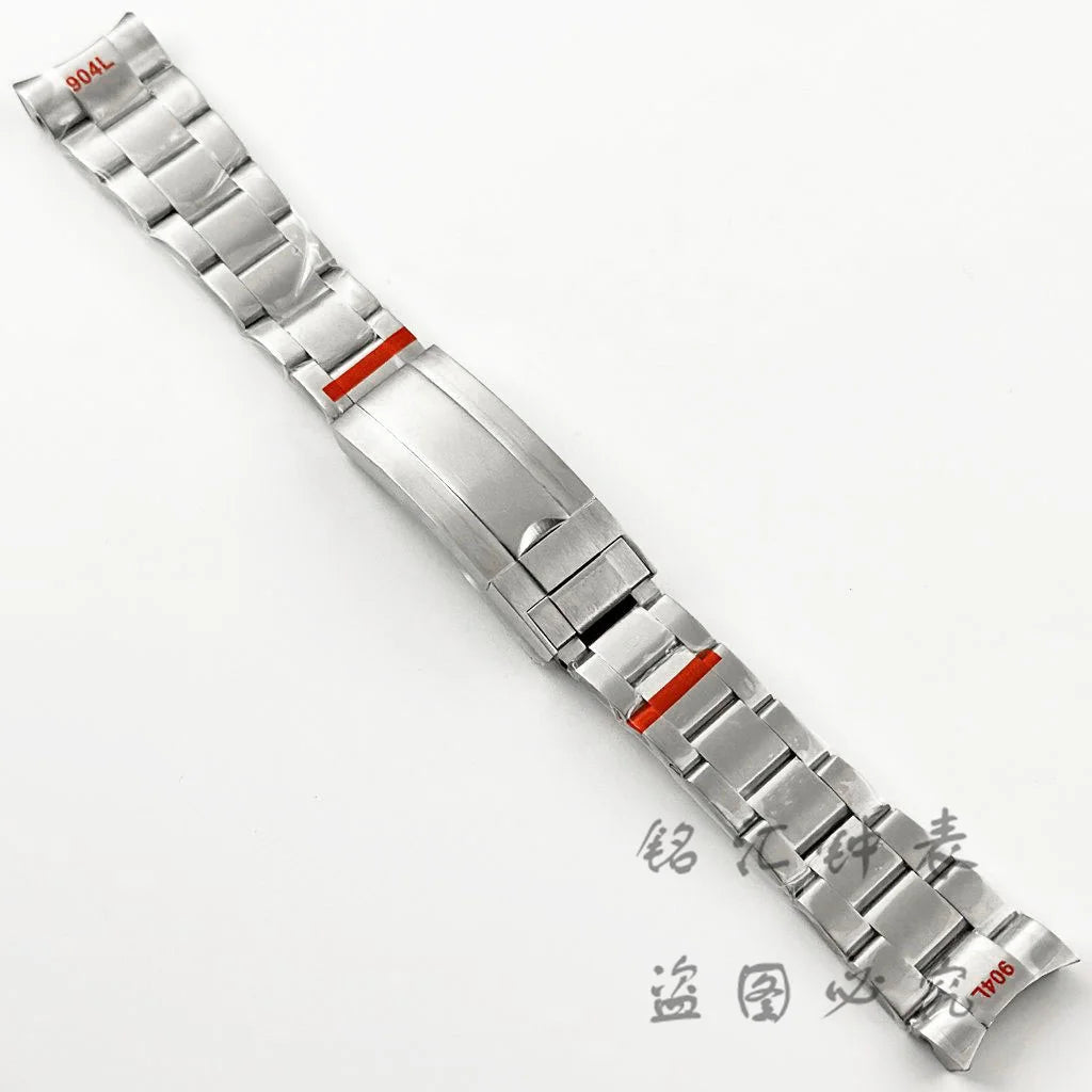 20MM Width Silver Presidential Solid Bracelet 904L Stainless Steel  Glide Lock Clasp Wristband for Sub Log NH34 NH35 Watch Case