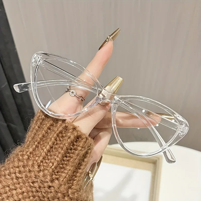 Fashionable cat eye women's flat lens fashion dressing glasses suitable for daily clothing and street photography