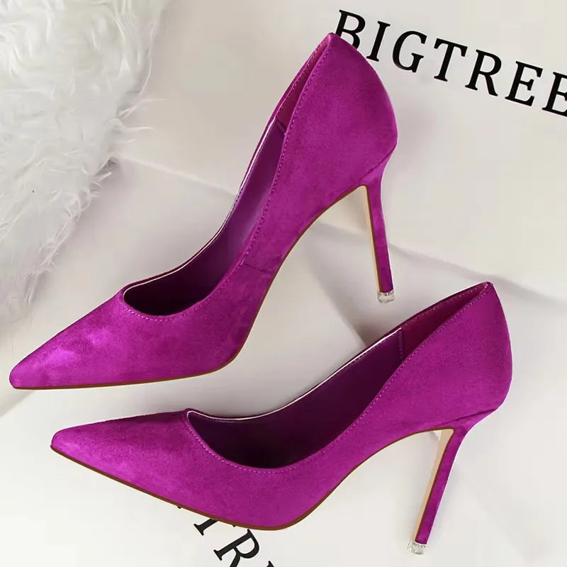 BIGTREE Shoes 2026 New Women Pumps Suede High Heels Shoes Fashion Office Shoes Stiletto Party Shoes Female Comfort Women Heels