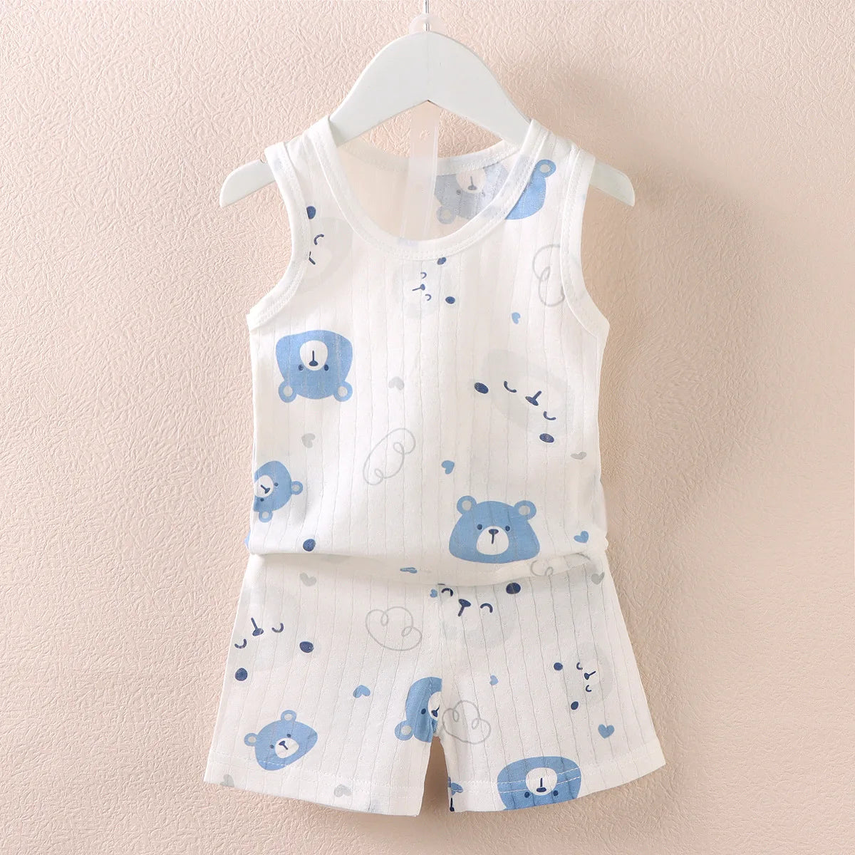 Children's Clothing Print Sleeveless Tops Shorts Cute Breathable Kids Summer Vest Shorts Set Tank Top for Baby Clothing Children