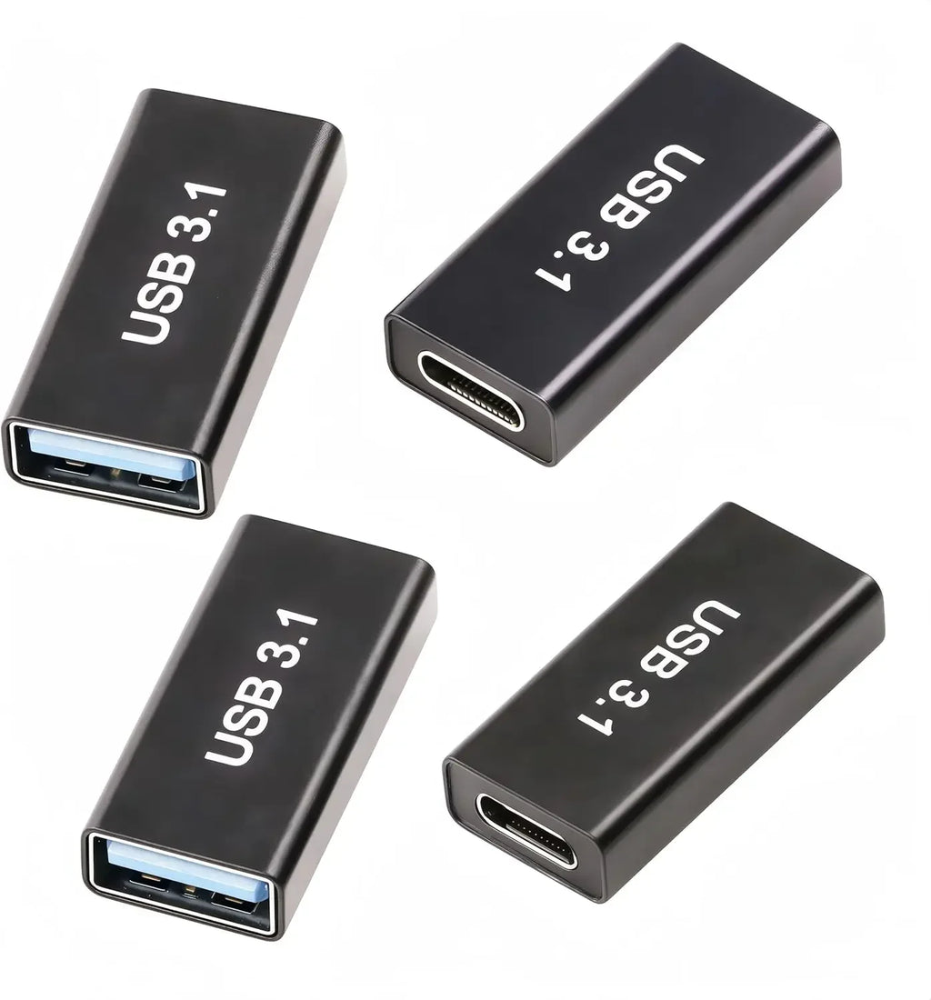4-Pack USB C Female to USB A Female Adapter, USB 3.1 10Gbps High-Speed Data Transfer Connector for PC, Laptop, Mobile Phone