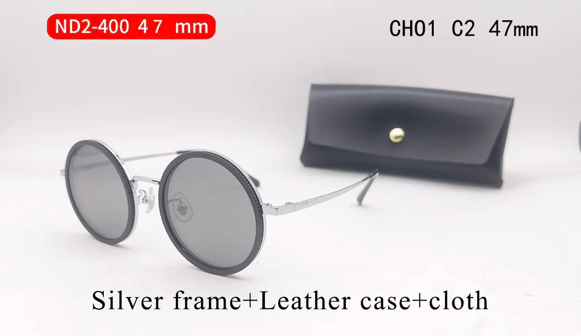 ND9 Adjustable Dimming Sunglasses Retro Punk Round Men's Fishing UV400 Polarized Driving Sunglasses Women