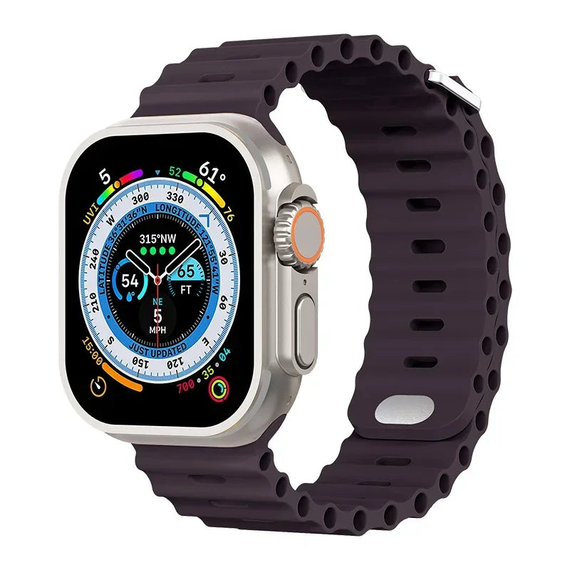 Ocean Strap for Apple Watch Ultra 3/2/1 11 10 46mm 9 8 7 49mm 45mm 41mm Silicone Band for 6 5 4 3 SE3 44mm 40mm 42mm Accessories