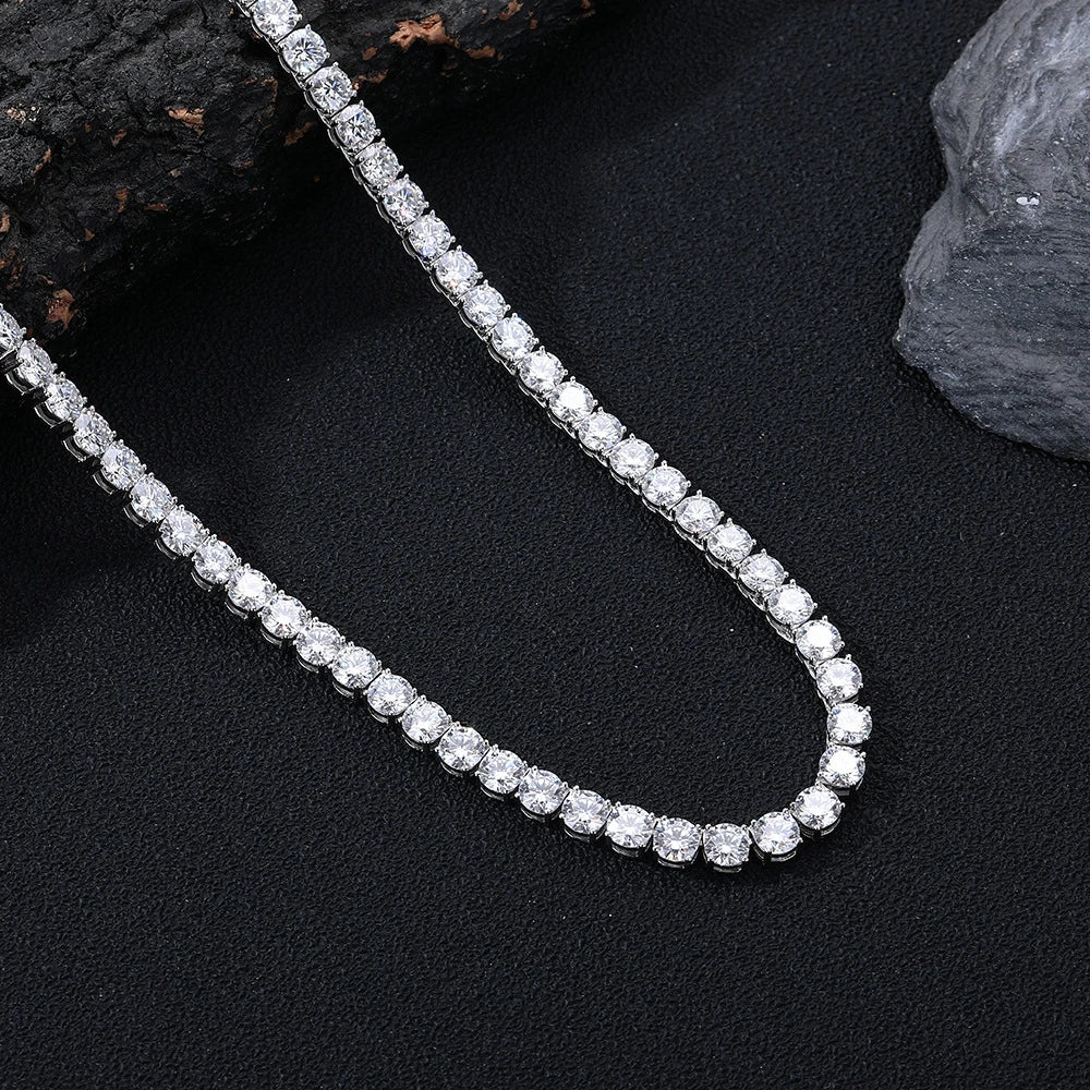 S925 Silver Moissanite Tennis Necklace  D Color VVS1 3mm/4mm/5mm Available Light Luxury Daily‑Wear Jewelry