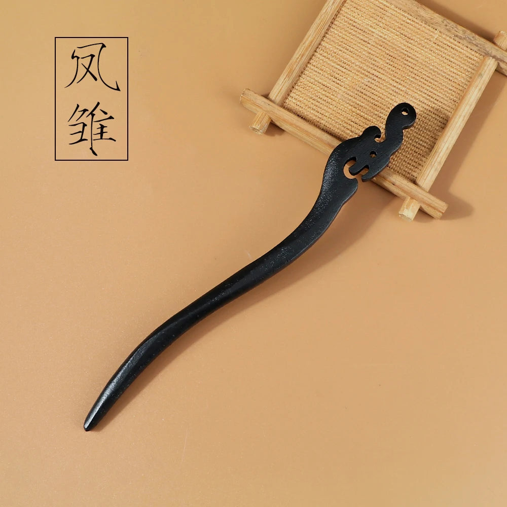 Chinese Royal Wooden Hair Clips Hair Stick Women Simple Carved Wood Hairpins Girl Exquisite Hair Style Accessories Headwear Gift