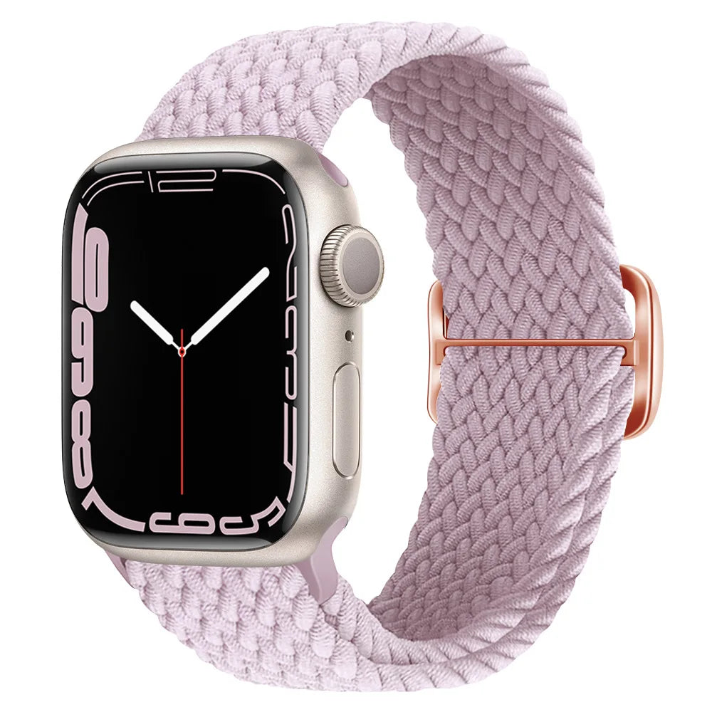 Braided Loop Strap For Apple Watch Ultra Band 49mm 44 45mm 42mm 41mm Nylon Elastic Belt Bracelet iWatch Series 9 8 7 6 5 4 SE 3