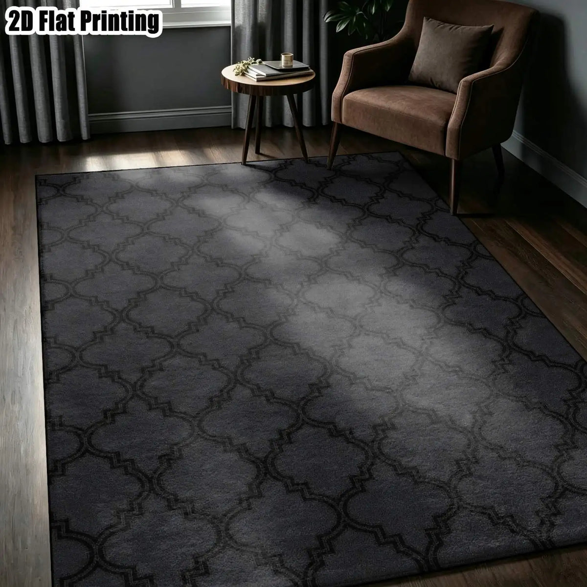 Black and Gray Geometric Area Rug – Six Sizes