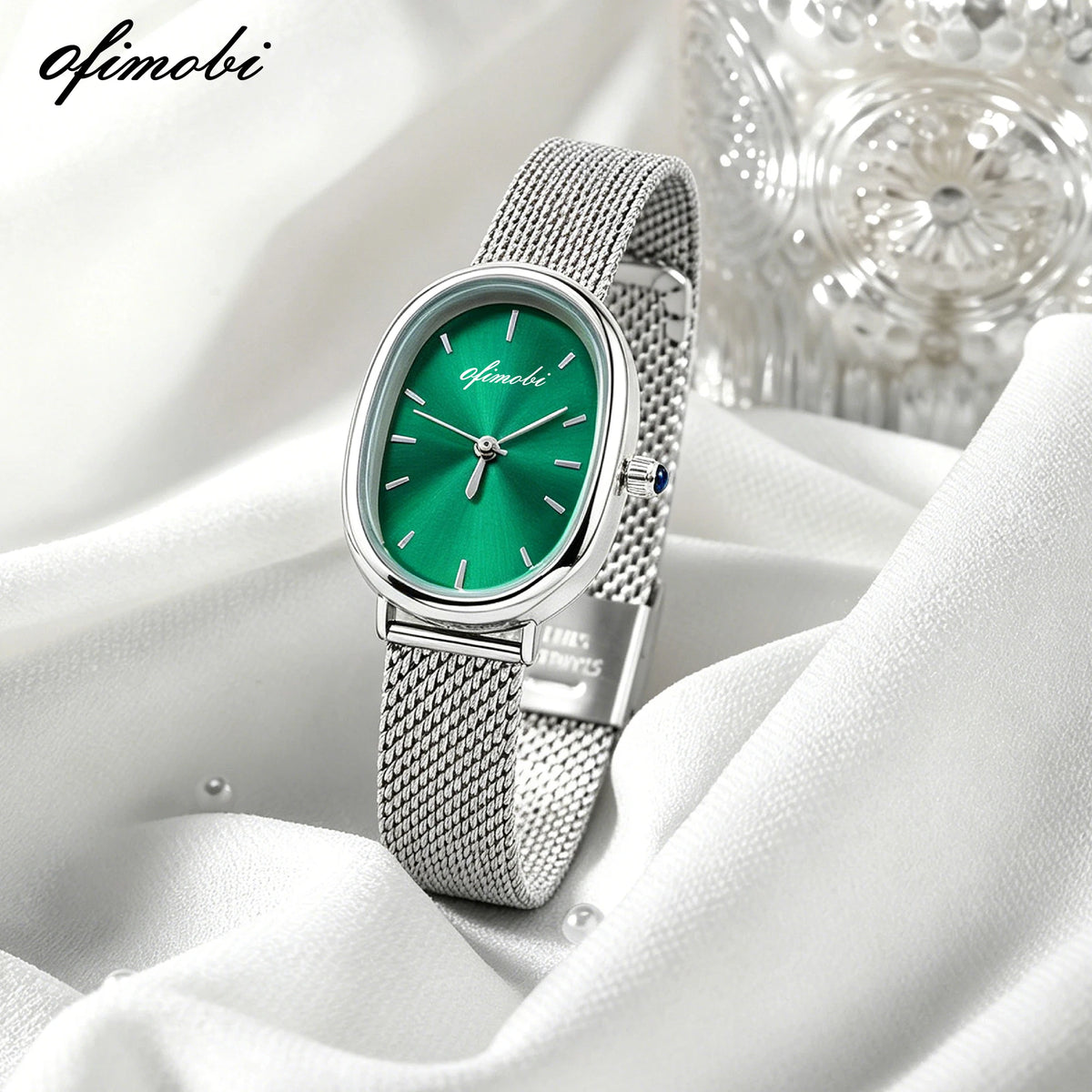 Oval Dial Women's Quartz Watch Premium Milanese Mesh Strap Sunburst Dial 30M Waterproof Elegant Wristwatch